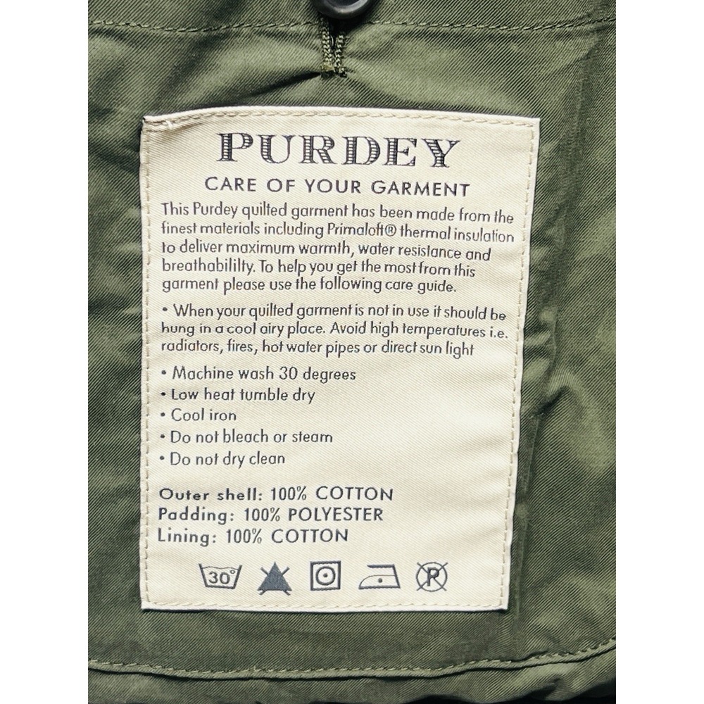Purdey Green Quilted Corduroy Collar Hunting Women's Vest Size M - Picture 6 of 10